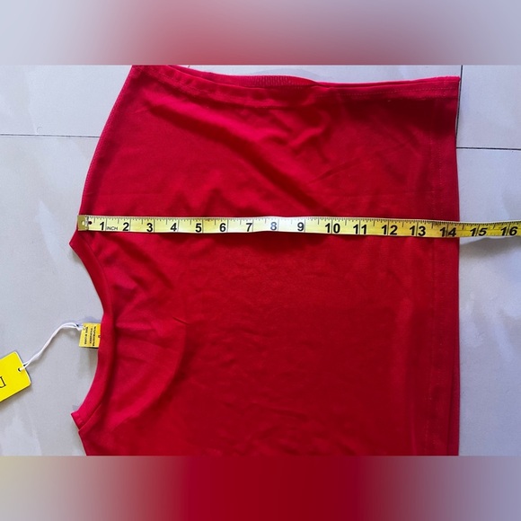 Daisy crop top mesh or net fabric crew neck red Mesh Net Crop Top size M - Picture 10 of 16